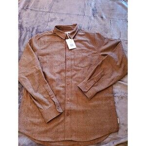 NWT BANKS JOURNAL Men's  Button Up  Therald Shirt Small Walnut 20% Wool Classic